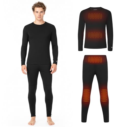 Sun Will Thermal Underwear Set Women Men,Breathable Flexible undershirt snow gear for Home Indoors, Outdoors, Sports,Winter (Black, L)
