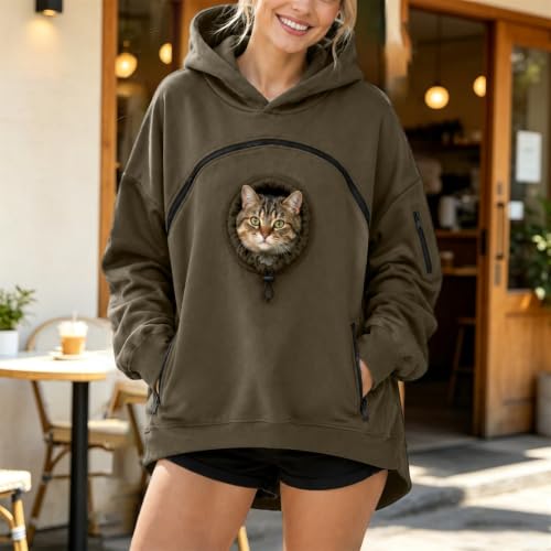 Pet Pouch Hoodie Cat Hoodie with Pouch Pull Pocket for Dogs & Snack Hoodies - image 3