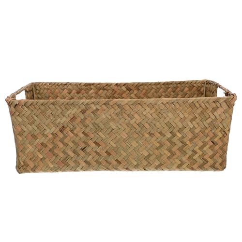 Cesta tejida de hierba de estera artesanal y resistente de tamaño pequeño 2