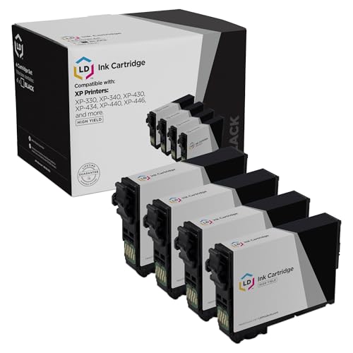 LD Products Ink Cartridge Compatible with Epson T288 T288XL120 (Black, 4-Pack) for use in Epson XP446 Expression XP 440 XP330 XP340 XP430 XP434 XP446