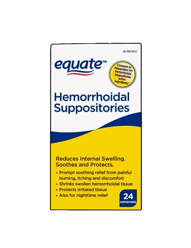 Equate Hemorrhoidal Suppositories, Relief from Burning, Itching and Discomfort of Hemorrhoids, 24 Count (Pack of 1) + STS Sticker.