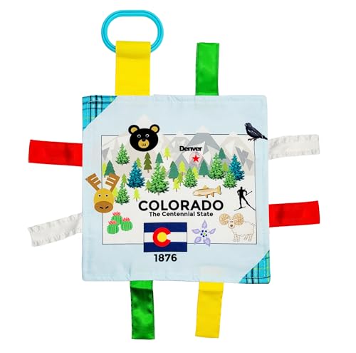 Baby Jack & Co 8x8&rdquo; Learning Lovey Colorado State Tag Stroller Toy for Babies - Crinkle Toys for...