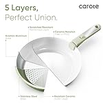 CAROTE 25pcs Ceramic Cookware Set, Pots and Pans Set Non Stick, Induction Kitchen Sets, Non Stick RV Cook ware Set with Detachable Handle, Dishwasher/Oven Safe Green - Image 3