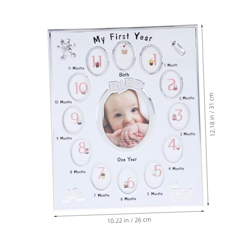 Cadre photo premier mois blanc pour bébé avec support de croissance