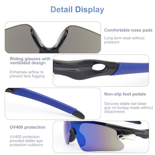 Unisex Sports Sunglasses with UV400 & Shatterproof Lenses, Windproof Lightweight Frame for Outdoor Sports4