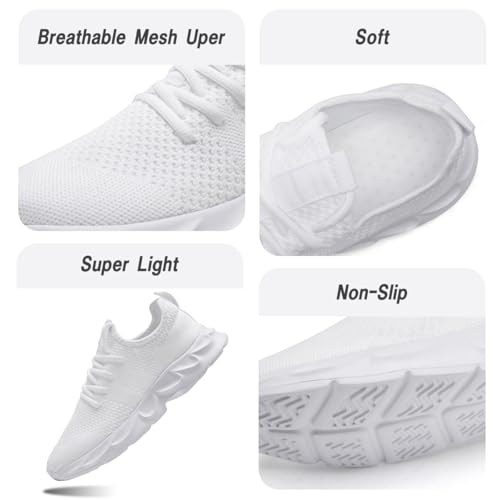 Womens Running Shoes Lightweight Breathable No Slip Sneakers Gym Athletic Workout Casual Sports Walking Tennis Shoes White 82