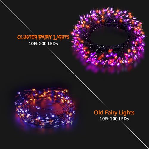 Image of BSGlobal 2 Pack Total 20Ft 400 LED Battery Operated Halloween Fairy Lights