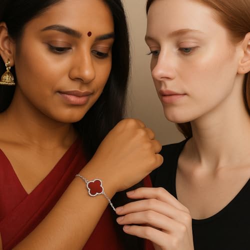 Image of Lucky Charm Clover Bracelet for Women | 925 Sterling Silver with 18K Gold Plating | Adjustable & Anti-Tarnish | Stylish Designer-Inspired Jewelry