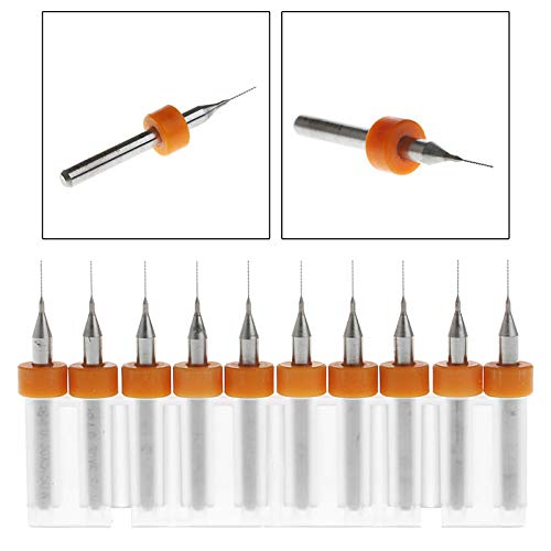 Shank Spiral Flute Tungsten Carbide Micro PCB Drill Bits Lot 0.3mm Tip 1/8 10Pcs/Set