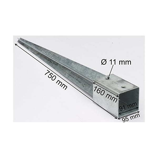 10 Stück Bodenhülsen Einschlaghülsen 90mm Pfosten-träger 75 cm lang Holz-Lamellen-zaun – Bild 3