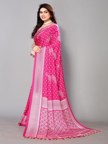 Image of Amazon Brand - Tavasya Womens Blocked Printed Daily Wear Chiffon Georgette Saree With Blouse With Blouse