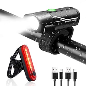 shenruifa Fiets Verlichting Set, Waterdichte USB Oplaadbare Fiets Voorlicht+Achterlicht Sets Universele Fiets…