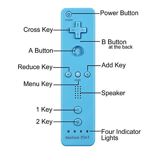 Wii Remote Controller (2 Pack) with Motion Plus Compatible with Wii and Wii U Console Wii Remote Controller with Shock Function (Red+Blue) - Thumbnail 2