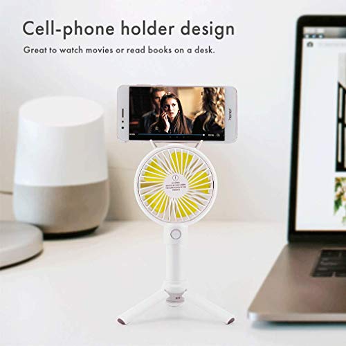 Image of INONE Portable Electric Mini Fan hand fan handheld fan With tripod Stand 2000mAh rechargeable battery fan F12 (White)
