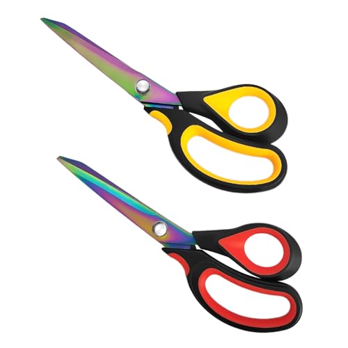 SHUNCHG 2 Piezas Tijeras de Costura Tela con Revestimiento de Titanio, Lamas Polivalentes y Cómodos Mangos Suaves,Tijeras Afiladas para el Hogar Ideales para Cortar Tela, Cuero 23.5CM