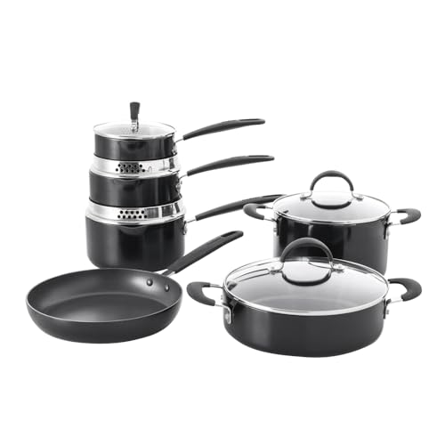 ProCook Gourmet Cookware Set with Stay Cool Handles Ceramic Non Stick Coating Induction & Oven Safe Pans Cooking Pots - 6 Piece, 14/16/18/20/24 cm, 1/1.6/2.3/2.9/3.6 L