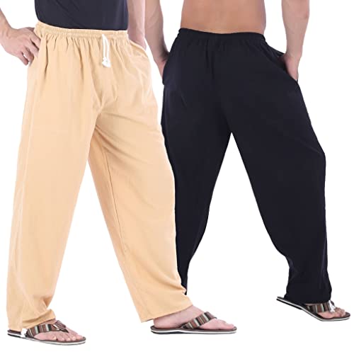 Men Lounge Pants Black + Khaki-2XL