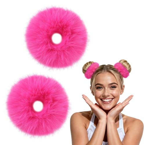 Scrunchies per Capelli Pelosi, 2pcs Scrunchies Per Capelli Donna, Elastici Per Capellis Peluche, Elastici Capellis Donna, Scrunchie per Capellies, Capellies Scrunchie, per Ragazze Donne (Rosa Rossa)