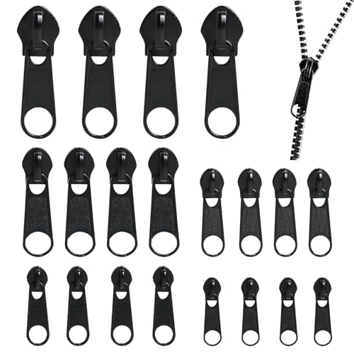 LUCTHY Juego de 20 tiradores de cremallera, tiradores de cremallera de metal duraderos en tamaños 3# 4# 5# 8# 10# para reparaciones fáciles de bricolaje en abrigos, chaquetas, jeans, equipaje y