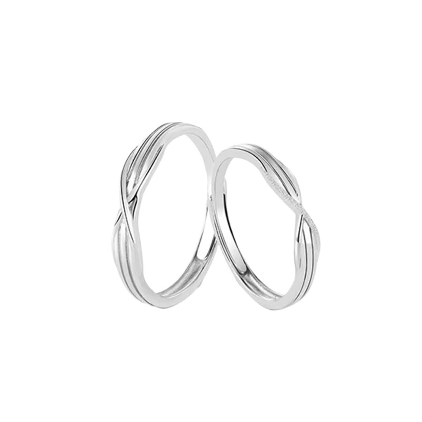 Anillos Ajustables Nombre Grabado Mujer Hombre Plata Ley 925, Entretejer, Anillos de Boda Pareja Plata