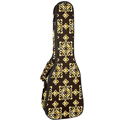 Sac de transport pour ukulélé ténor et soprano imperméable avec motif géométrique doré