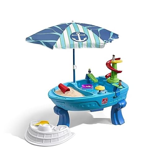 Step2 Fiesta Cruise Sand & Water Table with Umbrella | Kids Outdoor Play Table