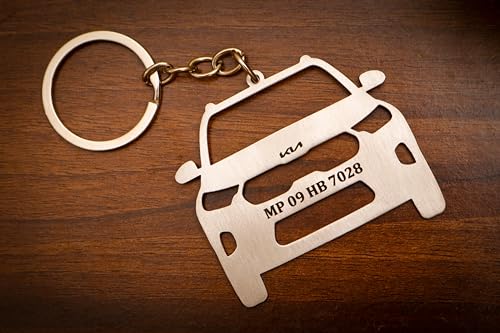 Image of Personalized Car Keychain Compatible for Kia Sonet Models | Premium Customized Name Engraved Metal Car Keyring | Premium Car Accessory Gift for Men Women & Car Lovers | For Daily Use