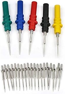 Aofan K10 5Pcs Back Probe Pins Set for Multimeter 4mm Banana Plugs Sharp Stainless Steel Needle with 20pcs Replacement Needles Automotive Diagnostic Test Accessory