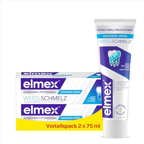 elmex Zahnpasta Opti-Schmelz Professional Weiss-Schmelz 2x75ml - starker Zahnschmelz und weißere Zähne mit weniger Verfärbungen elmex Zahnpasta Opti-Schmelz Professional Weiss-Schmelz 2x75ml - starker Zahnschmelz und weißere Zähne mit weniger Verfärbungen