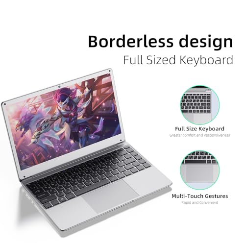 Image of Laptop 14 inch Laptops, 8GB RAM Laptop Computer Windows Laptop Dual-Core with 128GB SSD Storage, Slim and Lightweight, for Travel, Business, School (Silver)