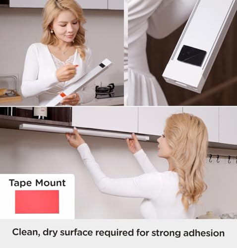 Image of Leetdud Under Cabinet Lighting Plug in 9 Inch, 120V Motion Sensor Lights Indoor, 3CCT 3000 /4000 /5000K, Aluminum Linkable Super Bright LED Counter Light with Timer for Kitchen, Closet, White, 4 Pack