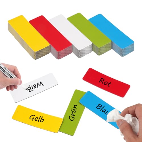 80 tiras magnéticas para escribir, 60 x 20 mm, imanes borrables para escribir, 5 colores para pizarra, pizarra magnética, nevera
