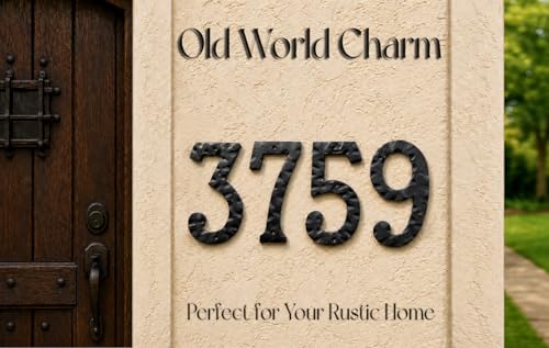 Image of NACH House Numbers for Outside, 8 inch Black Address Numbers for House - Number 8 - Rustic Numbers for Outside with Mounting Hardware
