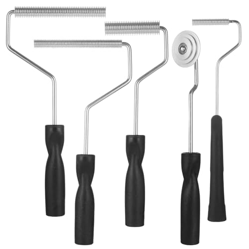 FVIEXE Fiberglass Roller Tools Kit Set of 5 Bubble Paddle Tool Fiberglass Resin Repair Kit Bubble Roller Fiberglass Laminating Resin Kit for Tub Shower Bathtub Boat Repair