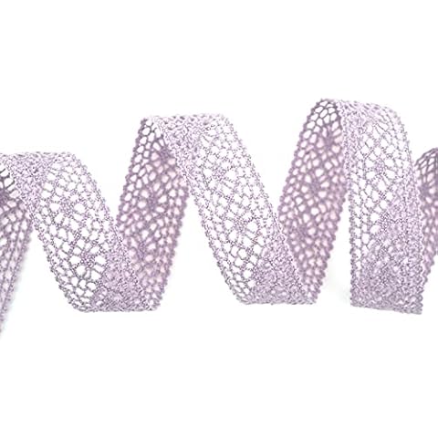 finemark 1 m x 25 mm Sold by the Metre Verona Lilac Lavender Closed Lace Trimming Cotton Lace Crochet Lace Decorative Ribbon Bow Ribbon Cover