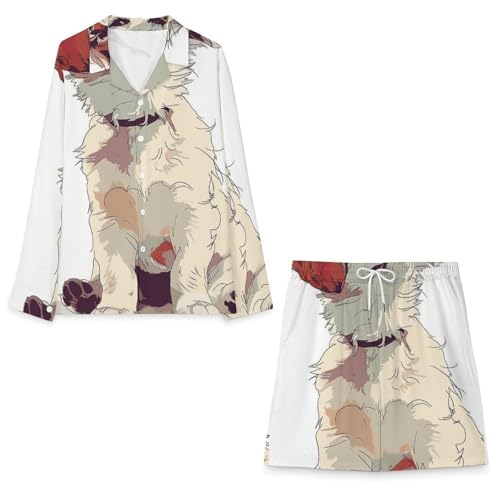 Cartoon Funny Little DoggyMen's Long-sleeved Suits for Everyday Casual Wear3