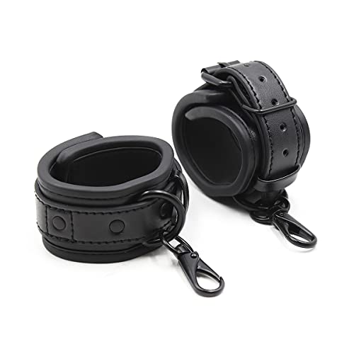 Gepolsterte Leder Sex Handschellen für Bondage Fesseln, BDSM Fesseln Spielzeug Bondage Fesseln für Sexspiele, Damen und Männer Leder Sexspielzeug SM Handschellen (Schwarz-1)