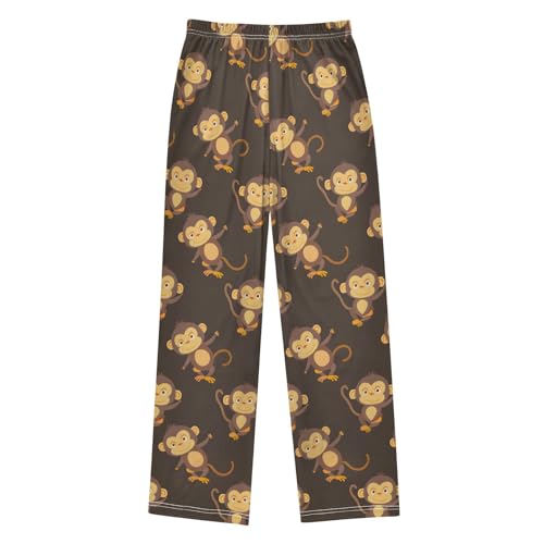 Pajama Pants Monkeys Brown Pattern Long Sleep Pants Lounge Bottoms2