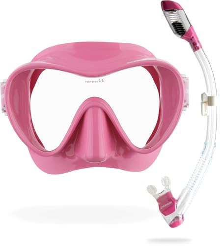 Cressi F1 & Supernova Dry Mask & Snorkel Kits, Pink, Classic
