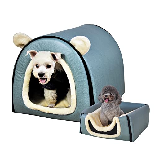 Dog Bed or Cat Bed,2 Ways to Use,Indoor Pet House with Fluffy Mat,Removable and Washable...