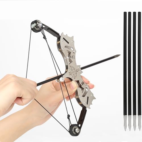 Stainless Steel Mini Compound Bow Set with Arrows – Right/Left Hand Archery for Target Shooting and Hunting Games – Pocket Bow for Fun, Practice, and Creative Stress Relief Toy Stainless Steel Mini Compound Bow Set with Arrows – Right/Left Hand Archery for Target Shooting and Hunting Games – Pocket Bow for Fun, Practice, and Creative Stress Relief Toy
