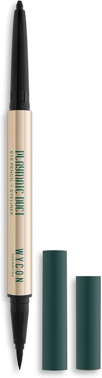 WYCON cosmetics Playmate Duet Eyeliner + Eye Pencil Eyeliner 2-in-1, automatisch potlood en eyeliner extra zwart, Made in Italy
