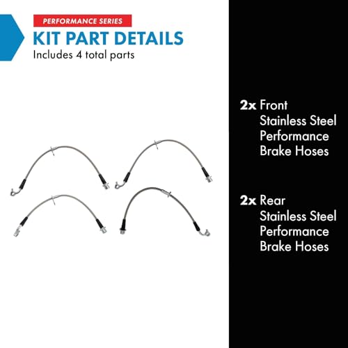 Image of TRQ Performance Front and Rear Brake Hose Set Compatible with 07-11 Honda CR-V