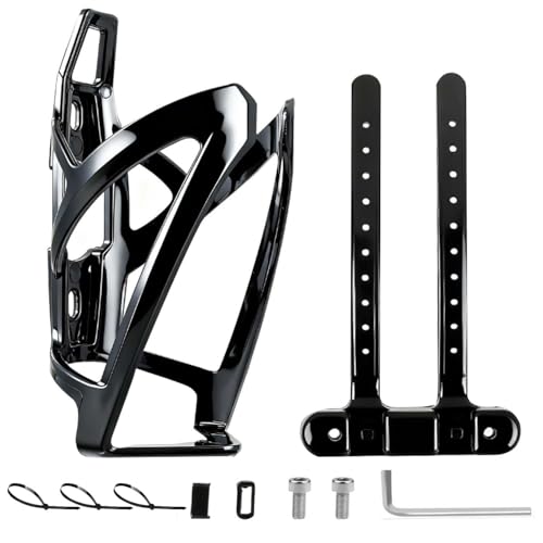 CDDCWZ Fahrrad Trinkflaschenhalter Leichter Langlebiger Flaschenhalter inklusive Gurte für Rohre mit Durchmesser bis 22-55 mm Für MTB Rennrad MountainbikeSchwarz