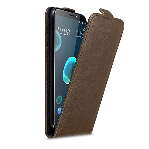 Cadorabo Funda para HTC Desire 12 Plus in MARRÓN CAFÉ   Cubierta Proteccíon Estilo Flip con Cierre Magnético   Etui Case Cover Carcasa