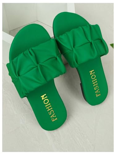 OYOANGLE Girl's Ruched Single Band Slide Sandals Lightweight Open Toe Flat Sandal4