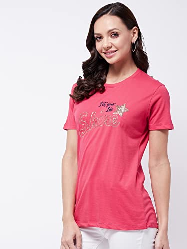 Image of Modeve Women Printed Cotton Blend Half Sleeve Round Neck T-Shirt for Summer