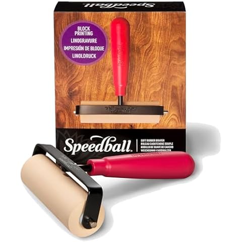 Speedball 4126 Deluxe Soft Rubber Brayer - 40/42 Durometer Roller with Heavy Duty Steel Frame - 4 Inches Cover