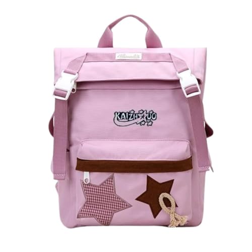 jupkem Aesthetic Backpack Fashion Star Tote Backpack Korea Preppy Shoulder Bags Cute Carry on Bag Y2k Vintage Everyday Bags(pink)