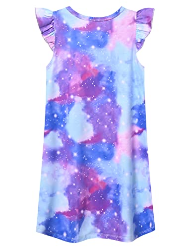 Perfashion Girls Nightgowns Sleep Shirt Size 6 7 Flutter Sleeve Pajamas Nightdress Unicorn Tie-Dye #TOP1